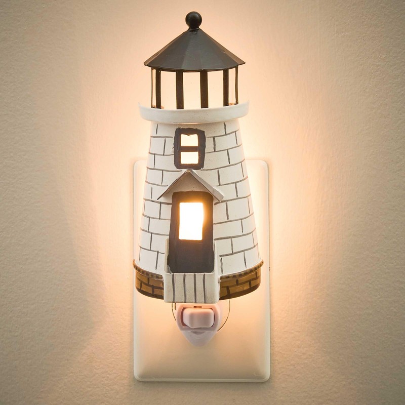 Park Designs Mystic Seaport Light House Night Light, White Lighthouse