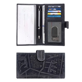 Oak Leathers Checkbook Cover Slim Minimalist For Men with RFID Blocking Credit Card Holder Wallet (Egyptian Blue)