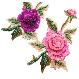 JRYYR Rose Sequin Applique, Embroidered Patch Flower for Dresses and Other Garments Decorative Rose Patches (Purple)
