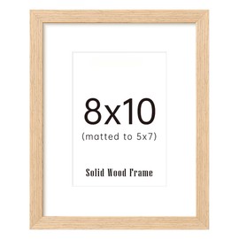 Solid Wood Picture Frame 8x10 Natural Wooden Photo Frames with Mat,Wall Poster Frame for Home Office Decor, Tabletop and Wall Mounting, High-Definition Plexiglass