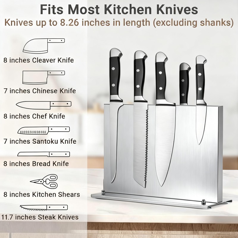 Kirumie Magnetic Knife Holder, Stainless Steel Magnetic Knife Block with