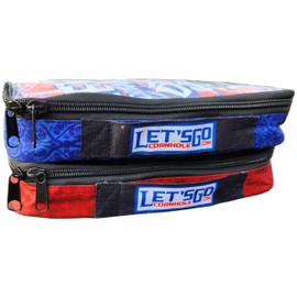 Cornhole Bag Case RED Patch Pouch heavy duty double zipper vinyl top small insert holds a single set of 4 bean bags case organizer for rolling cases and backpacks.