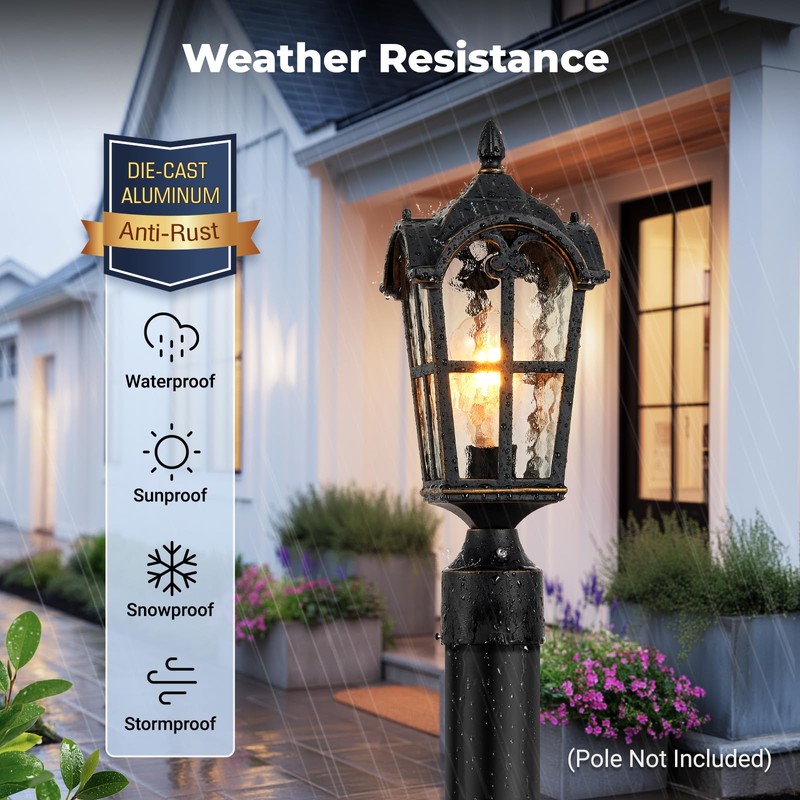 VIANIS Outdoor Post Lights 2 Pack, Black Dusk to Dawn