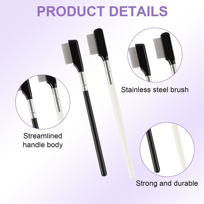 QIYUDA 2 Pack Metal Eyelash Comb Separator, Short Handle Eye
