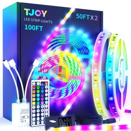 TJOY 100 ft LED Strip Lights with 44 Key Remote, Multi-Color RGB LED Lights, ...