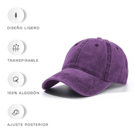 Vedicci Gorra Vintage Deslavada. Gorra de Beisbol. Gorra para Hombre y Mujer con diseño Ajustable para jóvenes y Adultos. Cachuchas para Hombre. Gorra Deportiva. Gorra de Sol. Cap Man. (Morado)