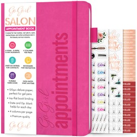 GoGirl Salon Appointment Book – Reservation Book for Beauty Salons, Spas, Hair Stylists, Estheticians – Appt Booking Planner, 18x25.5cm (Hot Pink)