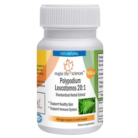 Polypodium Leucotomos 20:1 Extract - 500mg - 60 Vegan Capsules - Immunity and Skin Health
