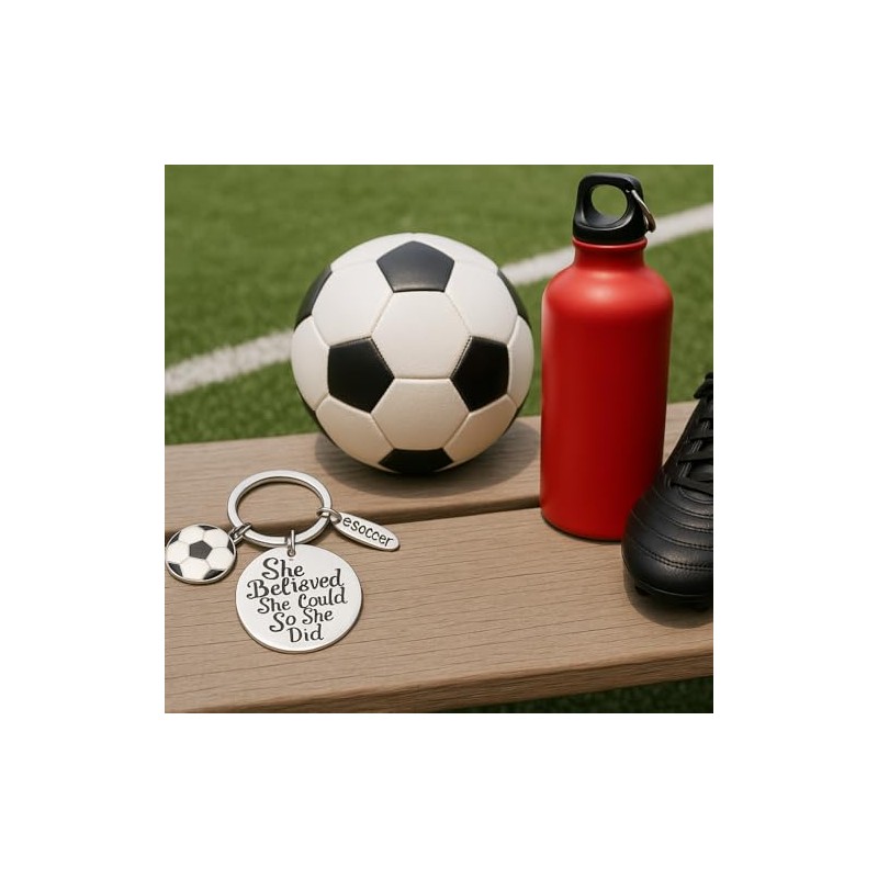 Inspirational Soccer Keychain - 'She Believed She Could So She