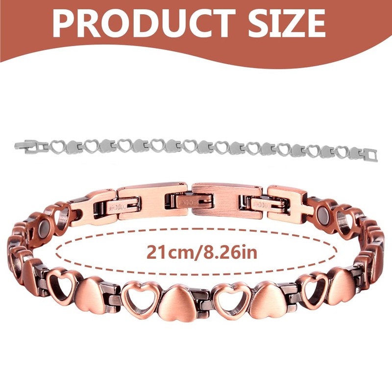 Tomedeks 2 PCS Magnetic Bracelets for Women, Copper Bracelet, Silver