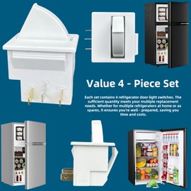 4 Pack - Universal 3 Pin Refrigerator Door Switch Momentary Operation Compatible with GE, KitchenAid, Kenmore, Whirlpool etc, 1NO 1NC, AC 250V 2.5A