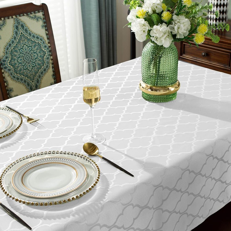 SASTYBALE Jacquard Tablecloth Flower Pattern Polyester Table Cloth Spill Proof