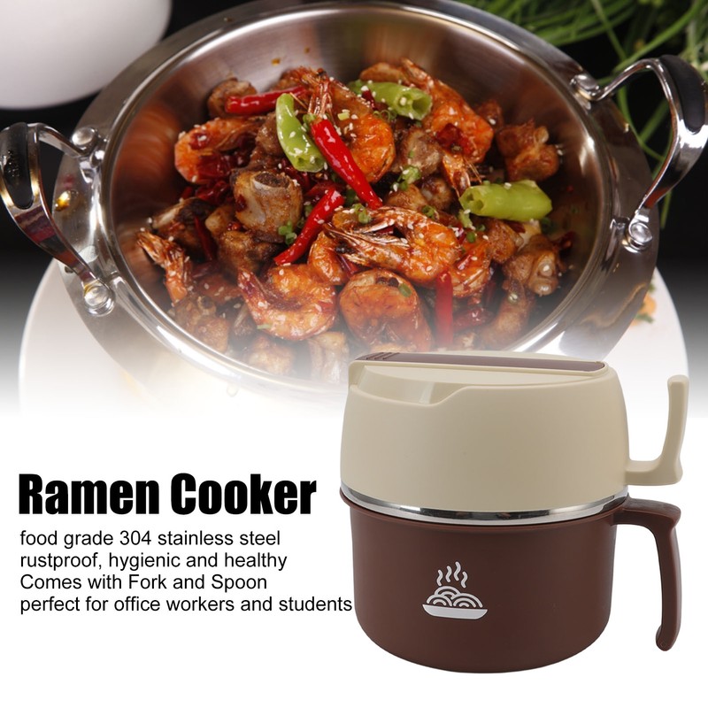 Stainless Steel Noodle Bowl Lunch Box Double Layer Ramen Bowl