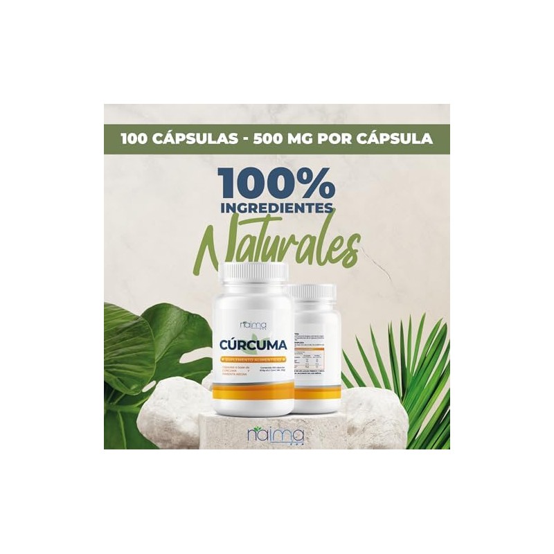 NAIMA Pack de 2 Frascos de Cúrcuma con Pimienta Negra,