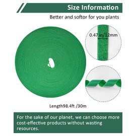 98.4 Ft Plant Ties Garden Tape, Reusable Adjustable Plant Clips for Climbing Plants, Green Nylon Self Adhesive Plant Twist Tie Strap to Support Gardening Plants