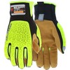 MCR Safety Predator Impact Mechanics Sasquatch Leather Palm Work Gloves,
