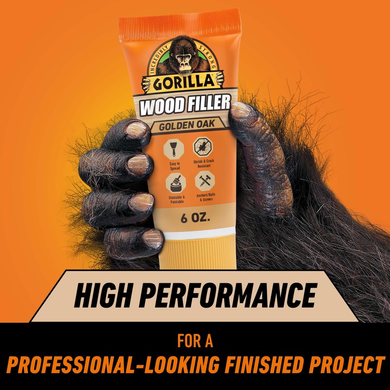 Gorilla All Purpose Wood Filler, Golden Oak Color, 6 Ounce