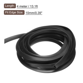 sourcing map sourcing map U Channel Edge Trim, 13.1ft Length Rubber Guard Seal Strip Edge Protector Flat Type Fit for 10mm Edge, (9/16" W x 15/32" H) Black