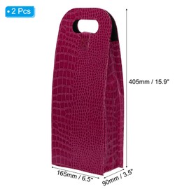 PATIKIL 2 Bottle Wine Gift Bag, 2 Pack Wine Bag Reusable Leather Wine Tote Carrier for Wine Bottles Portable Champagne Gift Bags for Picnic Party Wedding, Red