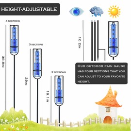 DLUCKY 2 Pack Rain Gauge Outdoor, 38.8'' Freeze Proof Rain Gauge Outdoor with Stake Thickened Rain Gauges Large Clear Numbers Rain Gauges for Yard Rain Measuring Tool for Lawn, Patio, Yard, Garden