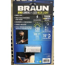 Braun 290 Lumen LED Neck Light Rechargeable. Jogging. Work. Mechanic