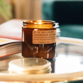 P.F. Candle Co. Ojai Lavender Classic Large Concentrated Scented Soy Wax Candle (12.5 oz) 60-70 Hour Burn Time, Cotton Wick, Amber Glass Jar