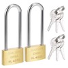 Recogwood 2Pcs Brass Padlock, 30mm Heavy Duty Long Shackle Padlocks,