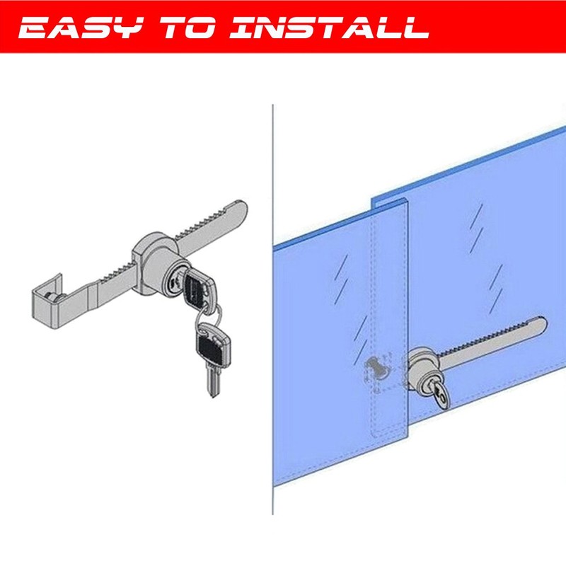 WOOCH Sliding Glass Door Ratchet Lock with Chrome Finish, Keyed