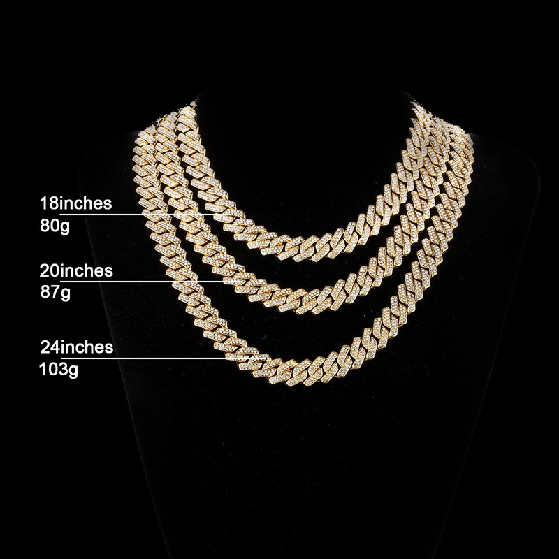 Mens Cuban Link Chain Iced Out Gold Miami Cuban Necklace