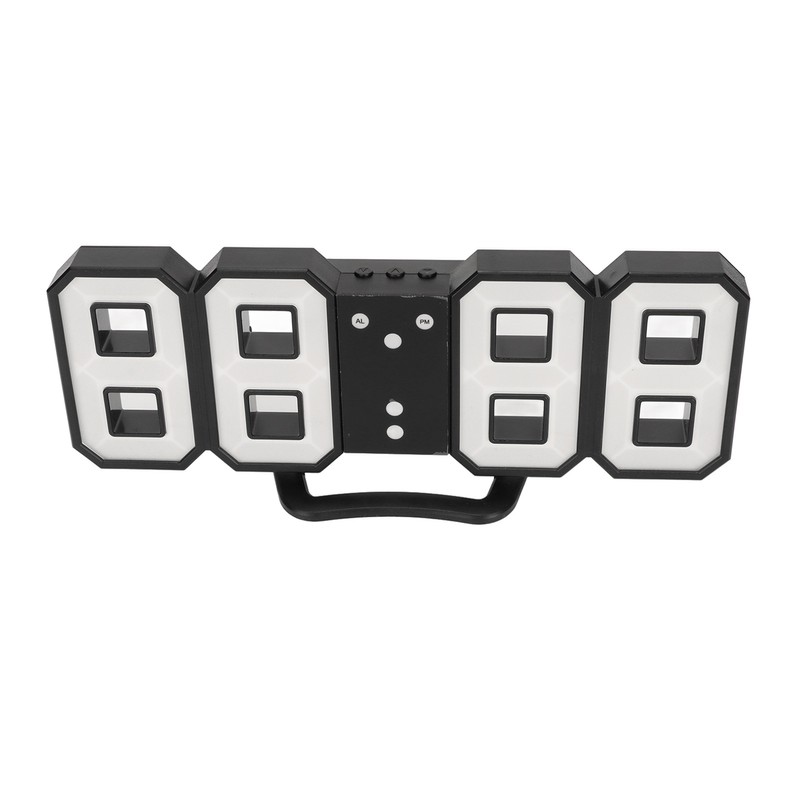 3D LED Digital Desktop Clock Dimmable Snooze Time Memory 12