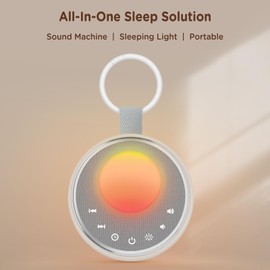 Peakeep Portable Sound Machine with Sleeping Light for Baby, White Noise Lullaby Hush Heartbeat Fan 27 Sounds, 3 Dimmers Dimmable, Travel Battery Machine 30 Volume Loud, 25 Hours Continuous Audio
