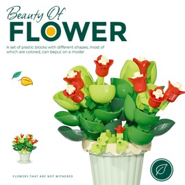 Jollcnoia Jade Mini Flower Potted Plant Bonsai Building Toy Blocks Particle Flower Botanical