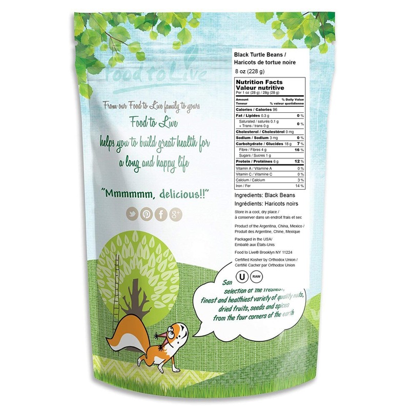 Black Turtle Beans, 8 Ounces — Non-GMO Verified, Dried, Bulk,