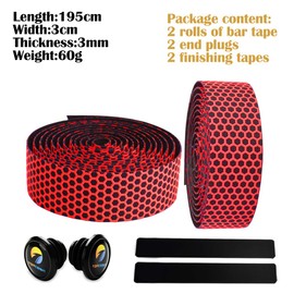 TOPCABIN 2 Rolls Bicycle Handlebar Tapes Camouflage Series Comfort GEL Road Bike Handlebar Tape Bike Bar Tape with Reflective Bar Plugs ((Net) Red)