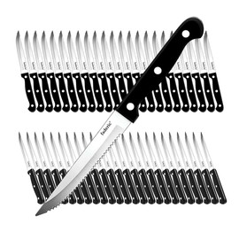 faderic Serrated Steak Knives set of 48, Black Full-Tang Triple Rivet Steak Knife Set, Stainless Steel Sharp Blade,4.5 In, For Kitchen Camping Restaurant,Dishwasher Safe