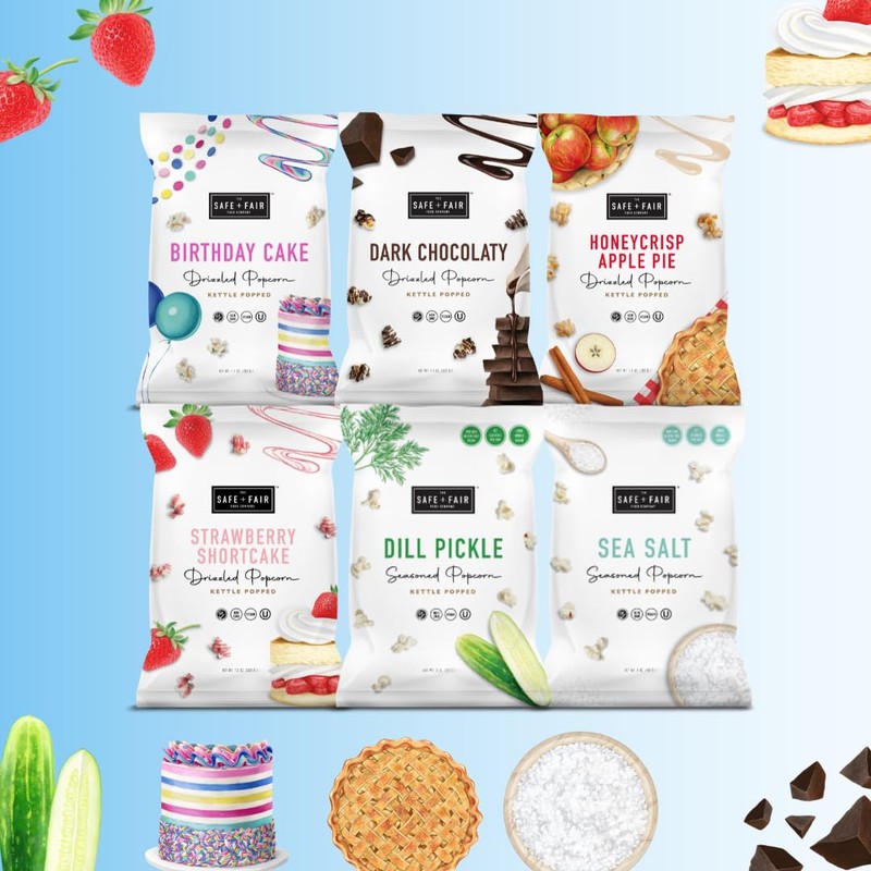 Safe + Fair Kettle Popped Gourmet Popcorn, Vegan Dark Chocolaty