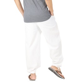 CandyHusky Baggy Sweatpants Men Cotton, Drawstring Lounge Pants, Relaxed Fit, Ideal for Comfort White 2XL