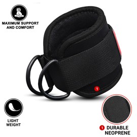 Stealth Sports Ankle Straps for Cable Machine Attachment 7mm Neoprene Padded Gym Ankle Straps Women Men 4”x10” Gym Wrist Cuff Double D-Rings–Leg Workout Curls Hip Abductor Ankle Cuff Straps (Pair)