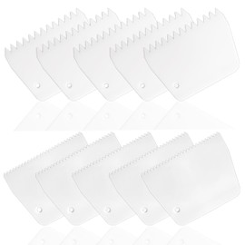 10 PCS Notched Plastic Trowels, Flexible Glue Spreader, Plastic Trowel Notched, 0.2" 0.4" Tooth Hardwood Flooring Spreader Plastic Notch Trowel (White)