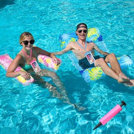 Aoreun Aufblasbares Schwimmbett Wasserhängematte, 2 Stück Luftmatratze Wasser Hängematte mit Zwei wasserdichte Tasche, 4 in 1 Aufblasbare Wasserhängematte, Wasser Hängematte für Erwachsene und Kinder