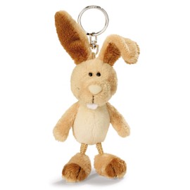 NICI 49018 Key Ring Rabbit 10 cm Brown Stuffed Animal Companion Cuddly Toy Pendant with Key Ring for Lanyard, Key Ring and Key Holder