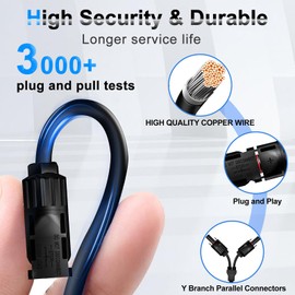 Feotech Solar Connectors Y Branch Parallel Adapter Cable Wire Plug Tool Kit for Solar Panel Solar Y Branch Connectors 1 to 3 (M/FFF+F/MMM