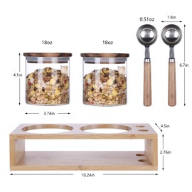 KKC HOME ACCENTS Airtight Borosilicate Glass Food Storage Jars with Wood Lids and Scoop for Coffee,Tea,Sugar,Salt,Wooden Top Glass Sealed Jars,18 Fluid Ounces