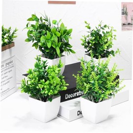 Kit de Decoración de 4 Piezas de Plantas Artificiales en Macetas con Musgo Falso Vegetación Realista Decoración del Hogar para                        