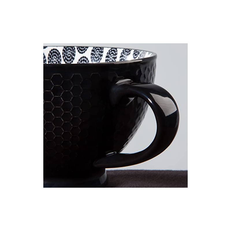 Now Designs 14 oz Textured Latte Mug, Black