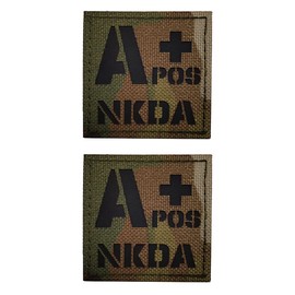 2 PCS AliPlus A+ POS NKDA Patches Blood Type Patches IR Infrared Reflective Patches Tactical Patch Hook and Loop(CP2*2in)