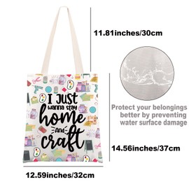 MYSOMY Crafting Tote Bag Crafter Gifts I Just Wanna Stay Home And Craft Gifts Crafting Tools Shoulder Bags Craft Lovers Gift (Home Craft UK)