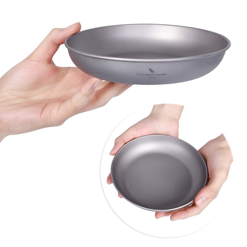 Boundless Voyage Ti15137B Titanium Plates, Round Plates, Dishes, Dishes, Unbreakable,