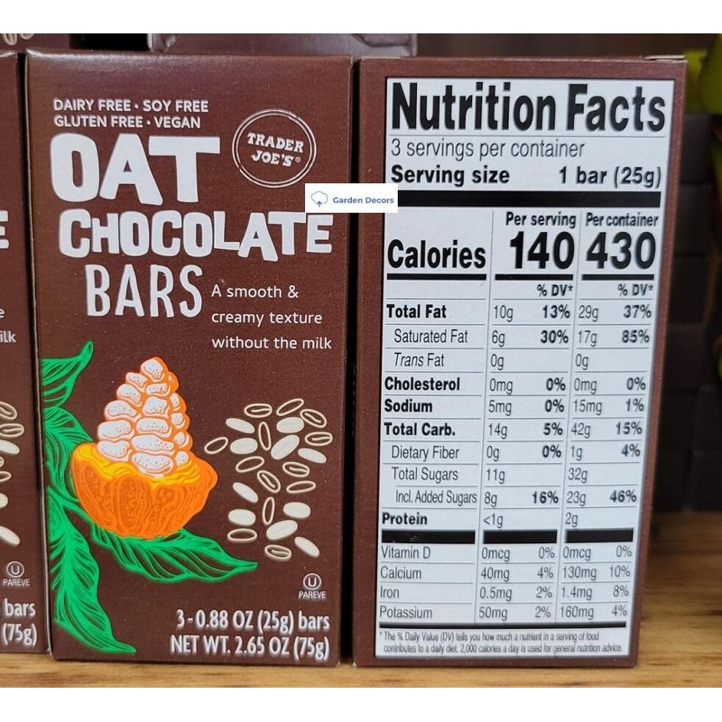 Trader Joe’s Oat Chocolate Bars, a smooth & creamy texture