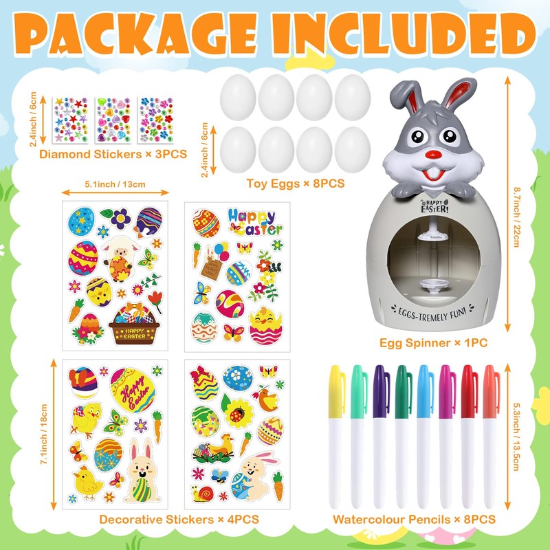 Angenster Easter Egg Decorator Kit, Bunny Egg Spinner Decorating Machine
